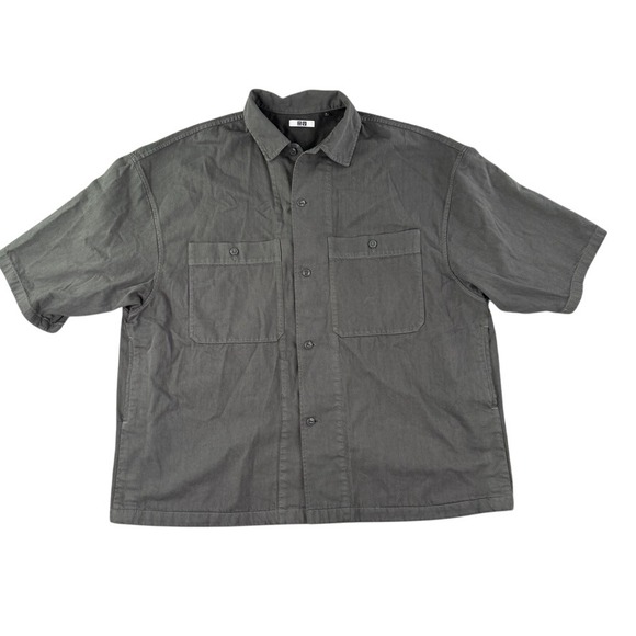 Uniqlo x Christophe Lemaire Jacket Mens XL Gray Short Sleeve Shirt Overshirt - Picture 1 of 10